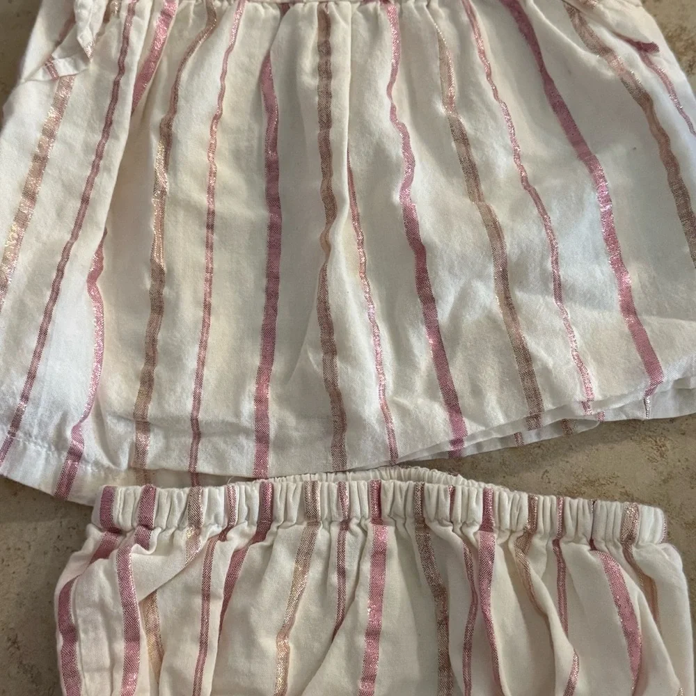 Striped Pink and White Baby Outfit